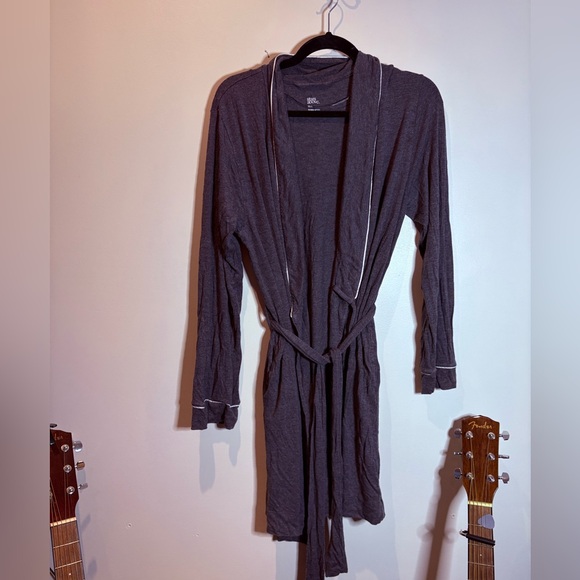 Dark Heathered Gray Long Sleeve Jersey Knit Robe - Picture 1 of 4